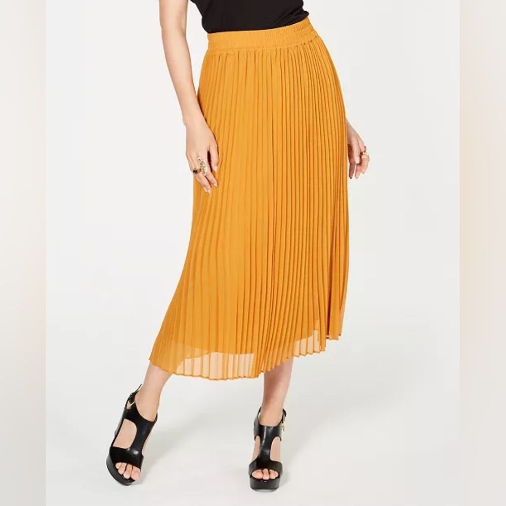 HANDMADE VINTAGE Sunshine‎ Yellow Pleated Midi Skirt Size XS